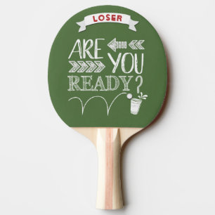 Bist du bereit? Bier Pong Football Chalkboard Tischtennis Schläger