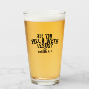 Bist du Fall-O-Ween Jesus Christliches Halloween Glas