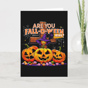 Bist du Fall-o-ween Jesus lustiger Kürbis _2 Karte