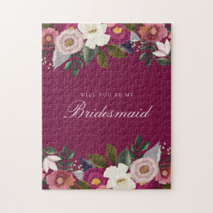 Bist du meine Bridesmaid? Moody-Floral-Farbe Puzzle
