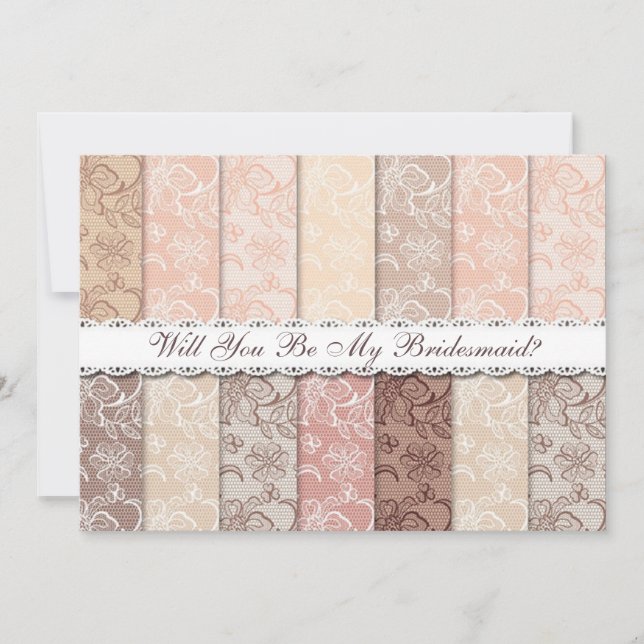 Bist du meine Bridesmaid? Rustikale Vintage Spitze Einladung (Vorderseite)