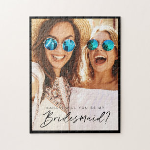 Bist du meine Bridesmaid? Trendy Script Foto Puzzle