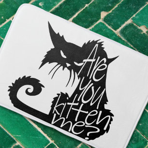 Bist du mir kitten? Beängstigende Schwarze Katze Badematte