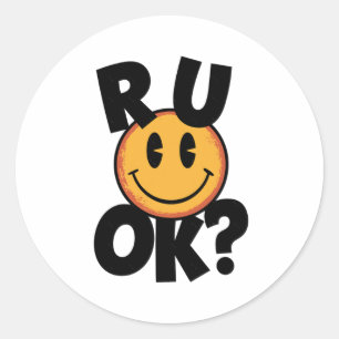 Bist du Ok Smiley Gesicht Mental Health Design Auf Runder Aufkleber