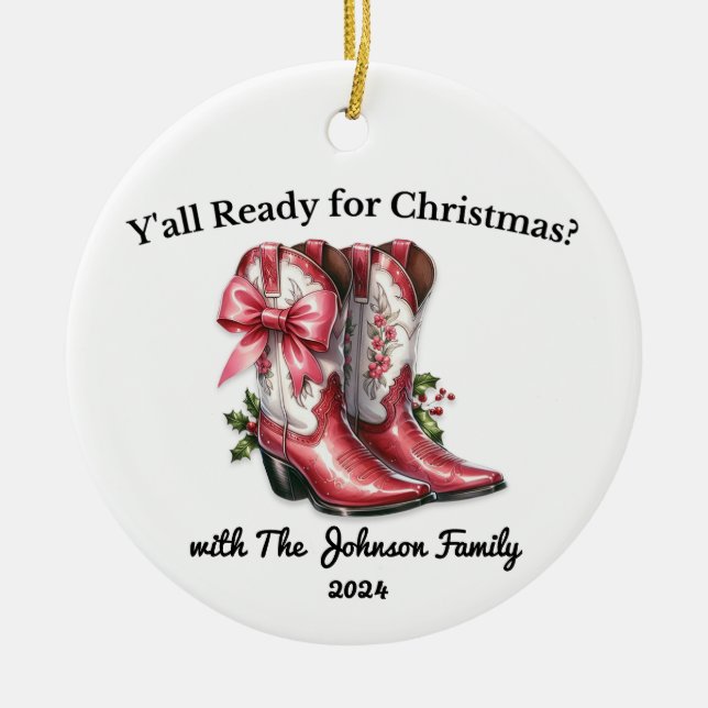 Bist du zu Weihnachten bereit? Keramik Ornament (Vorne)