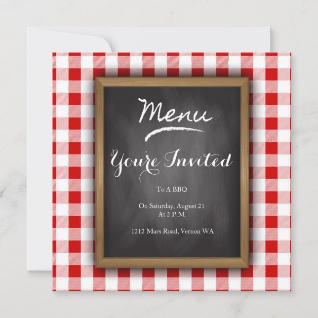 Bistro Chalkboard Party Einladung (Vorderseite)