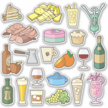Bistro Menü Icons Stickers Collection