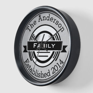Bistro-Stil-Ästhetik-Familienname-Retro-Logo Wanduhr