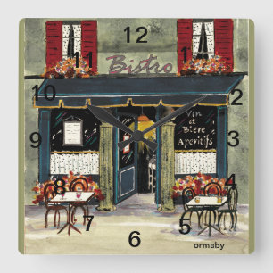 Bistro Wall Clock Quadratische Wanduhr