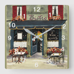 Bistro Wall Clock Quadratische Wanduhr