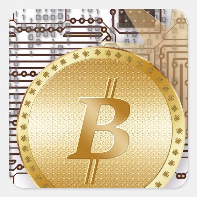 Bitcoin 18 quadratischer aufkleber (Vorderseite)