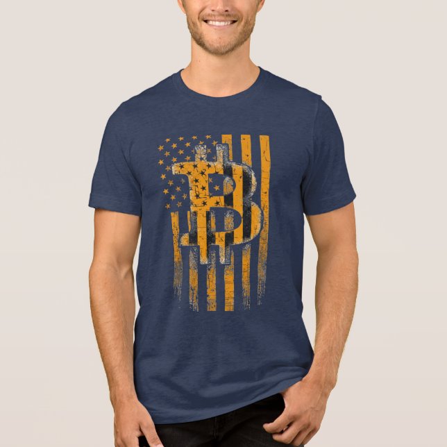 Bitcoin American Flag Patriot Crypto Gear Design Tri-Blend Shirt (Vorderseite)
