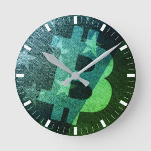 Bitcoin Amerika ₿ (Grün) Runde Wanduhr