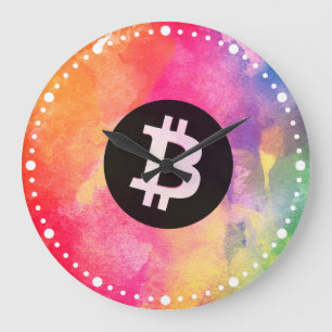 Bitcoin Aquarell (Stil 1 - Genesis) Große Wanduhr
