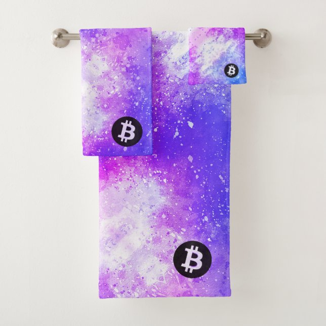 Bitcoin Aquarell (Stil 2 - Miami) Badhandtuch Set (Insitu)