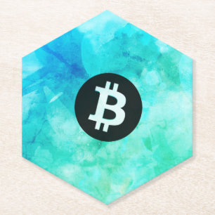 Bitcoin Aquarell (Stil 3 - Strandleben) Untersetzer