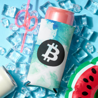 Bitcoin Aquarell (Stil 5 - Wellenreiter) Selters Dosenkühler
