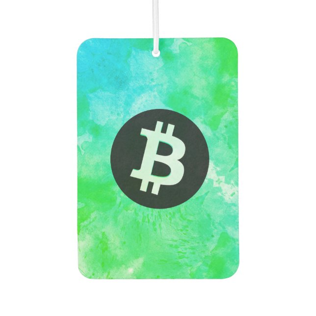 Bitcoin Aquarell (Stil $ - Green Day) Autolufterfrischer (Vorderseite)