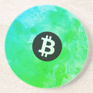 Bitcoin Aquarell (Stil $ - Green Day) Getränkeuntersetzer