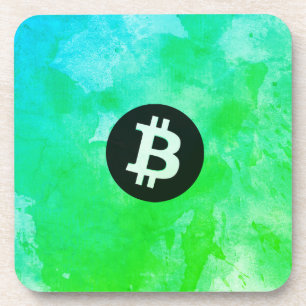 Bitcoin Aquarell (Stil $ - Green Day) Getränkeuntersetzer