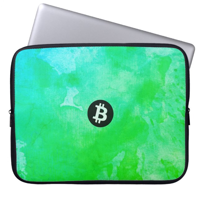 Bitcoin Aquarell (Stil $ - Green Day) Laptopschutzhülle (Vorderseite)