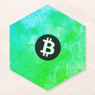 Bitcoin Aquarell (Stil $ - Green Day) Untersetzer