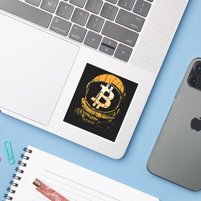 Bitcoin Astronaut-Crypto Astronaut Aufkleber (Laptop mit iPhone)