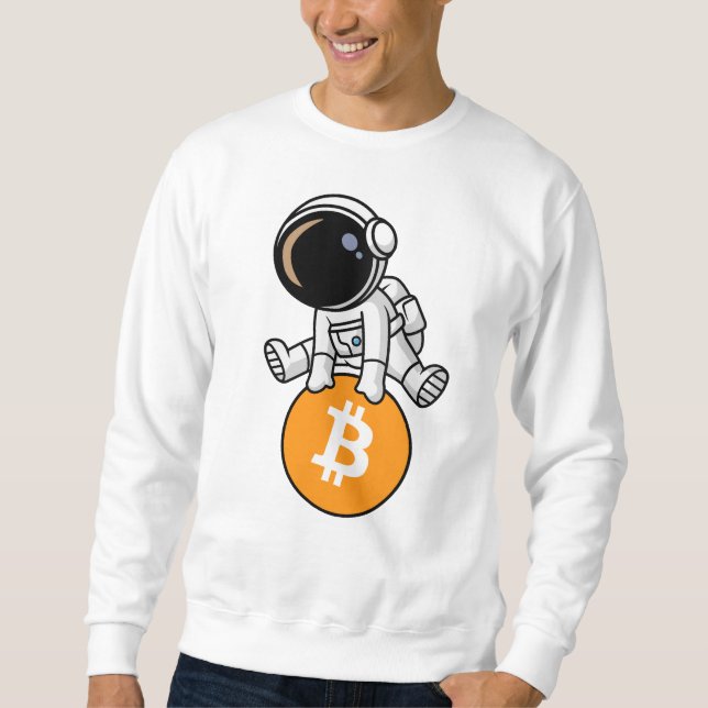 Bitcoin Astronaut Crypto Investor Cartoon Graphic Sweatshirt (Vorderseite)