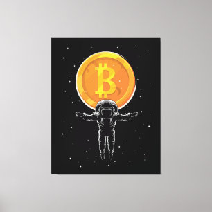 Bitcoin Astronaut zum Mond - Bitcoin Crypto Leinwanddruck