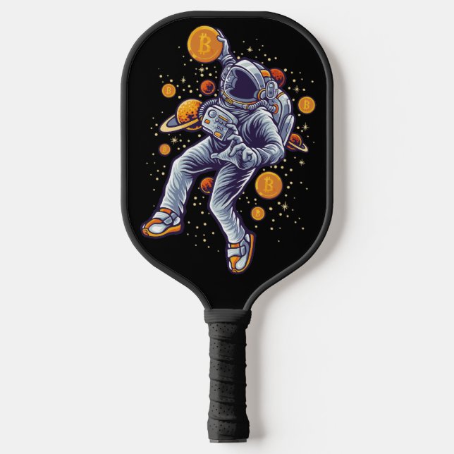 Bitcoin Astronaut zum Mond - Bitcoin Crypto Pickleball Schläger (Vorderseite)