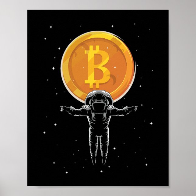 Bitcoin Astronaut zum Mond - Bitcoin Crypto Poster (Vorne)