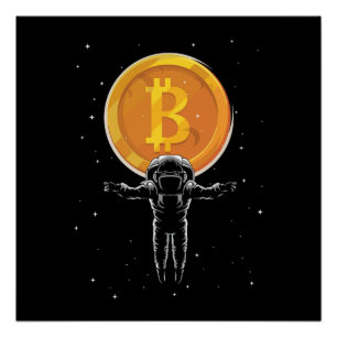 Bitcoin Astronaut zum Mond - Bitcoin Crypto Poster