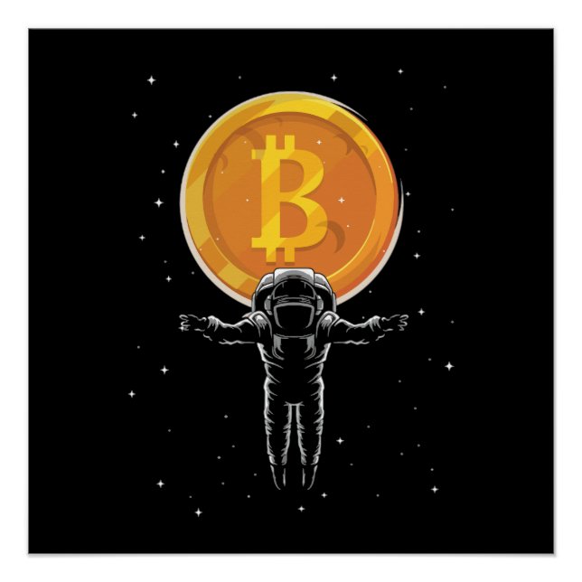 Bitcoin Astronaut zum Mond - Bitcoin Crypto Poster (Vorderseite)