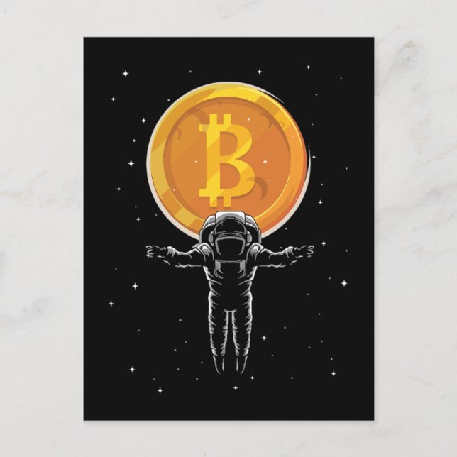 Bitcoin Astronaut zum Mond - Bitcoin Crypto Postkarte (Vorderseite)