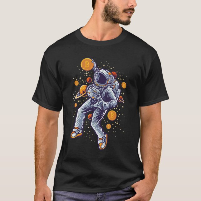 Bitcoin Astronaut zum Mond - Bitcoin Crypto T-Shirt (Vorderseite)