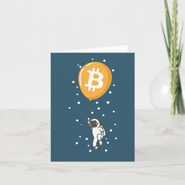 Bitcoin Astronaut zum Mond - Btc Crypto Dankeskarte (Vorderseite)
