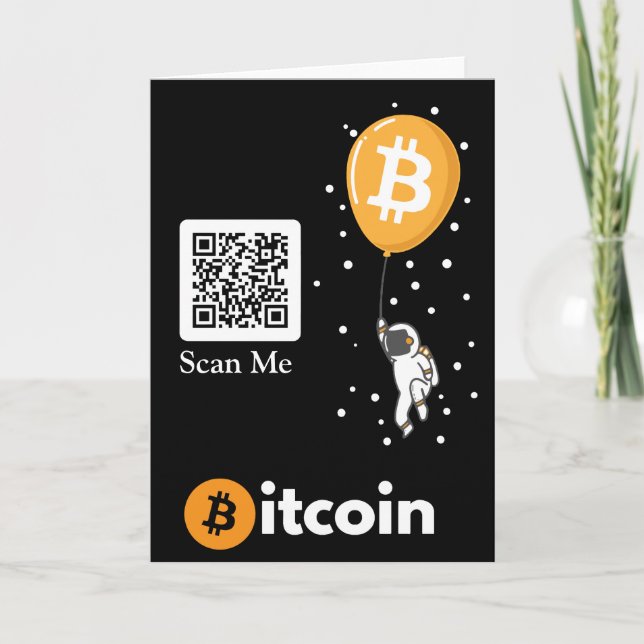 Bitcoin Astronaut zum Mond - Btc Qr Code Crypto Dankeskarte (Vorderseite)