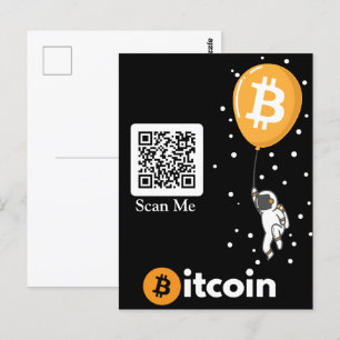 Bitcoin Astronaut zum Mond - Btc Qr Code Crypto Postkarte