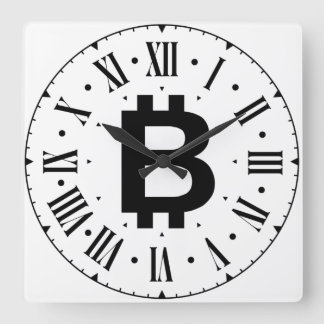 Bitcoin B Bold Roman Numeral Wall Clock Quadratische Wanduhr
