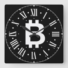 Bitcoin B Cool Roman Numeral Wall Clock Quadratische Wanduhr
