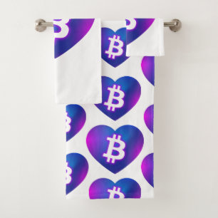 Bitcoin B im Herzen Badhandtuch Set