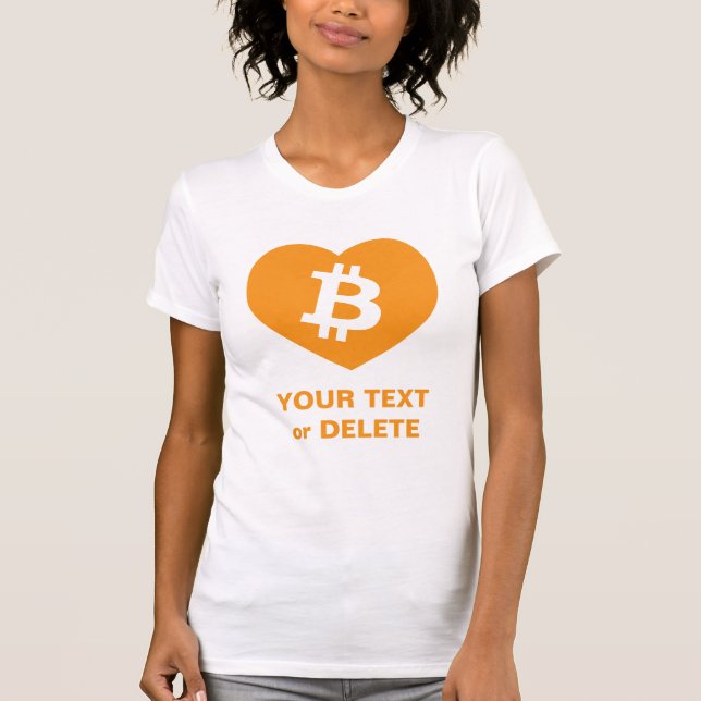 Bitcoin B in Orange Heart Women's Slim Fit T-Shirt (Vorderseite)