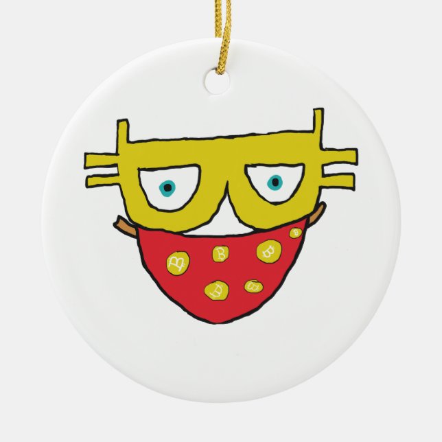 Bitcoin Bandit Keramik Ornament (Vorne)