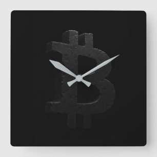 Bitcoin Black Rock ₿ Quadratische Wanduhr
