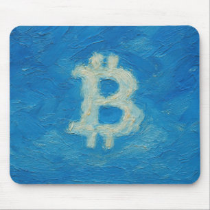 Bitcoin Blaue Himmel (Öl, Stil: 2) Mousepad