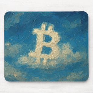 Bitcoin Blaue Himmel (Öl, Stil: 3) Mousepad