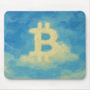 Bitcoin Blaue Himmel (Öl, Stil: 4) Mousepad