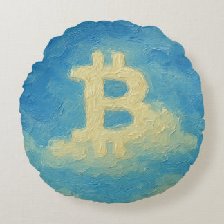 Bitcoin Blue Sky (Oil, Style: 4) Rundes Kissen