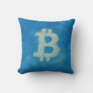 Bitcoin Blue Sky (Öl, Stil: 2) Kissen