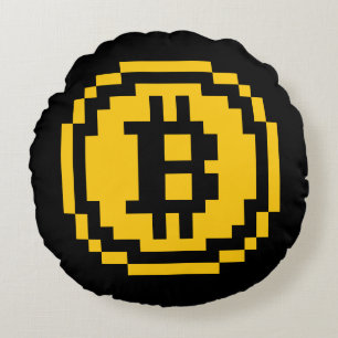 Bitcoin BTC 8-Bitrundes Wurfs-Kissen logo-  Rundes Kissen